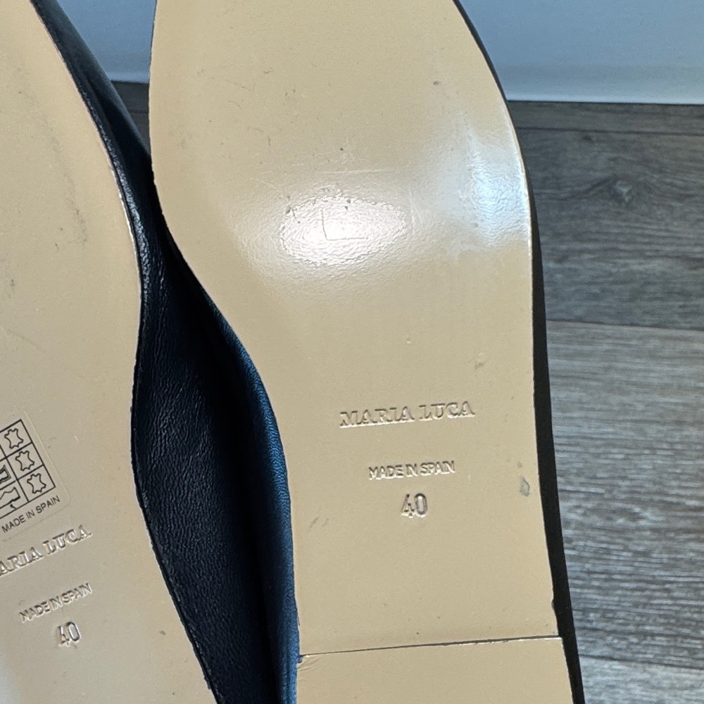 Maria luca Black Square Toe Flats woman’s size 40 (j64) - Picture 6 of 7
